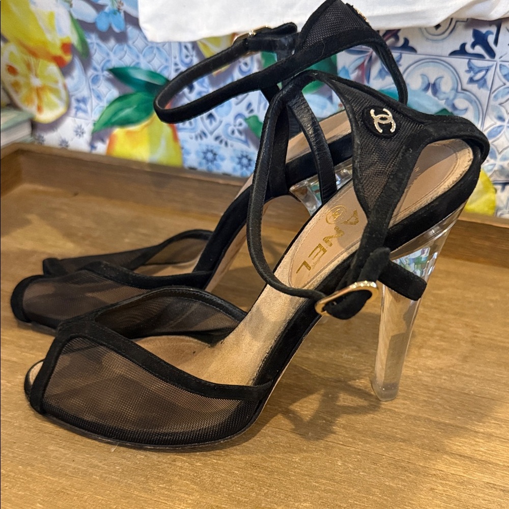 CHANEL Black Mesh Women's Heels - Picture 3 of 5